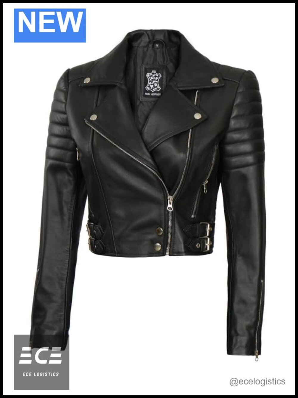 Real Lambskin Leather Cropped Jacket Women Asymmetrical Zip